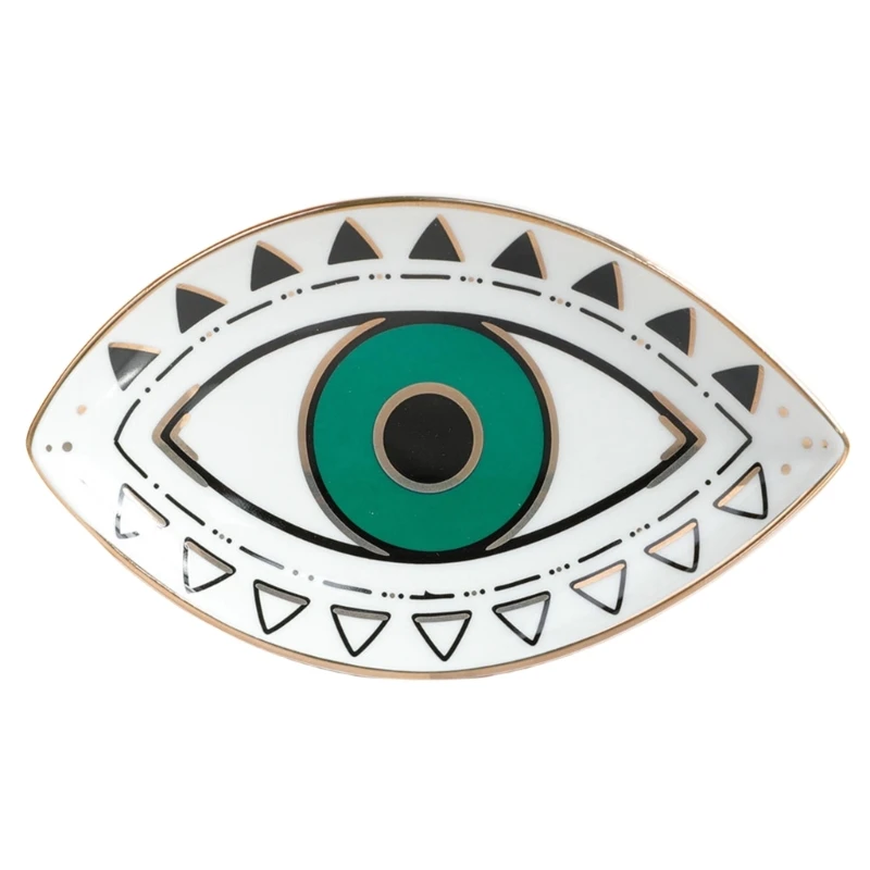 Unique Eye Designs Jewelry Dishes Sturdy Ceramic Fashion Home Accessory Organizers Portable for Trendy Women Daily Use