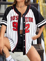 Camiseta de béisbol Boston 92 New York para mujer, ropa de calle con botones de tendencia a la moda, Top deportivo, camiseta de entrenamiento informal para hombre, camiseta de béisbol