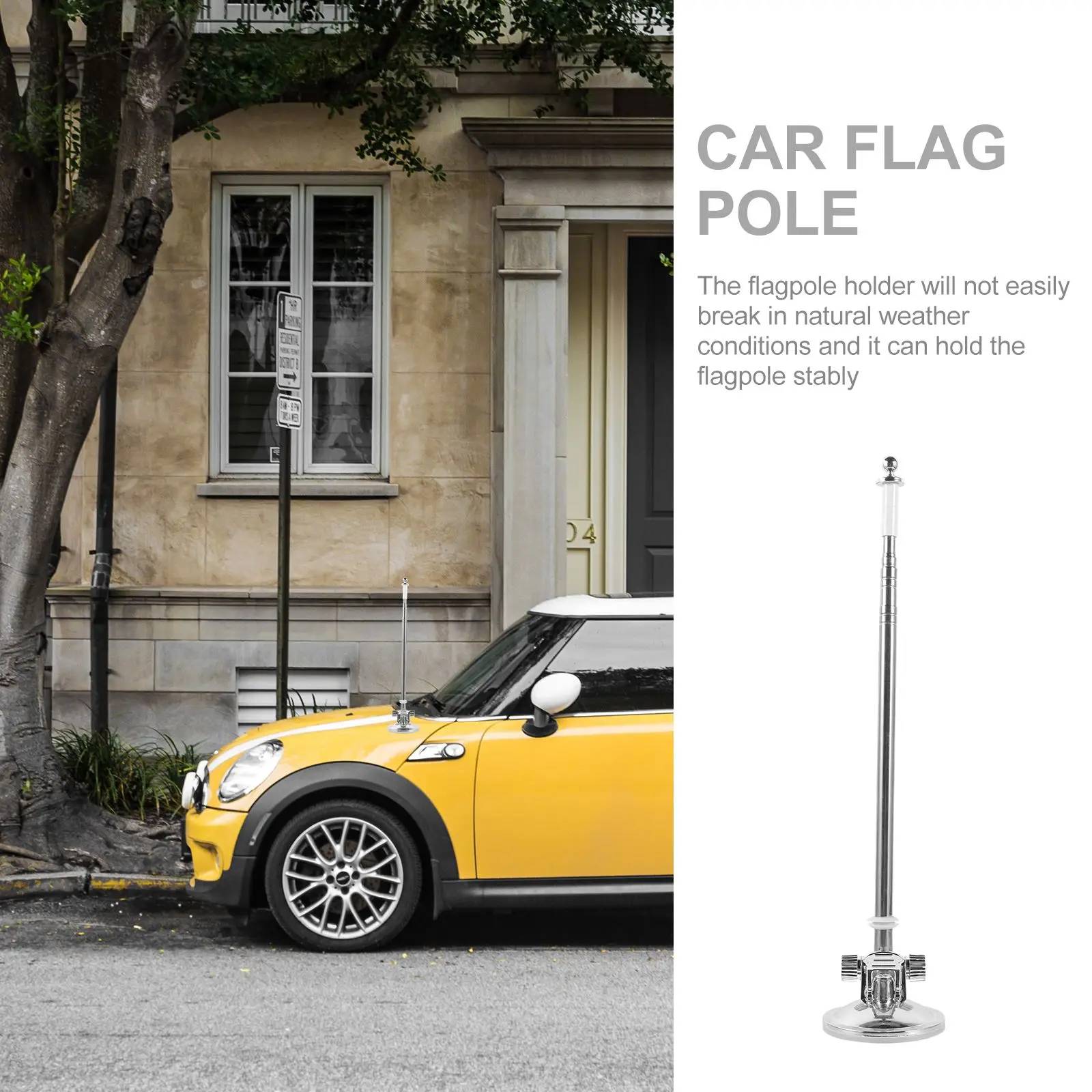 Mini Flagpole Flag Pole Mount Flagpole Holder Holder Stainless Steel Car Motorcycle Bracket Display Stand