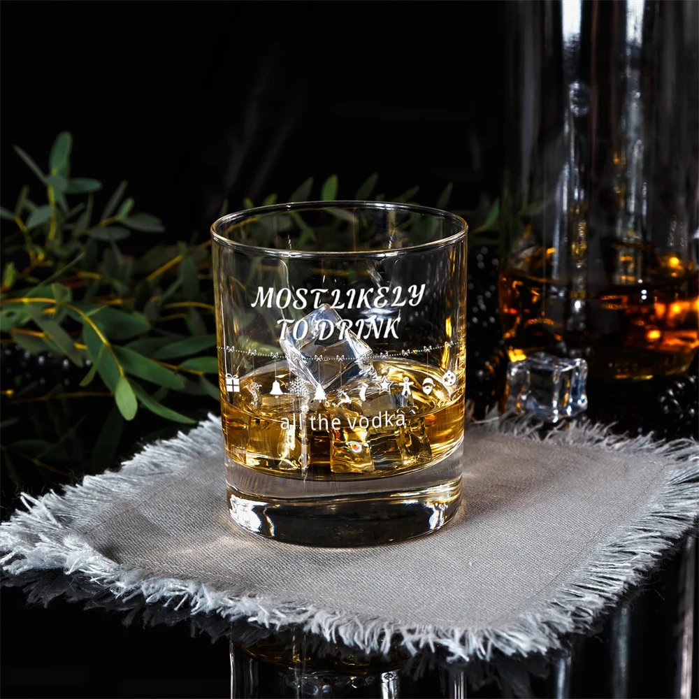 Whiskey Gifts for Men Dad Gifts MOST LIKELY TO DRINK all the vodka Glass Cup Monogrammed Rocks Glasses for Daddy Whiskey Gifts