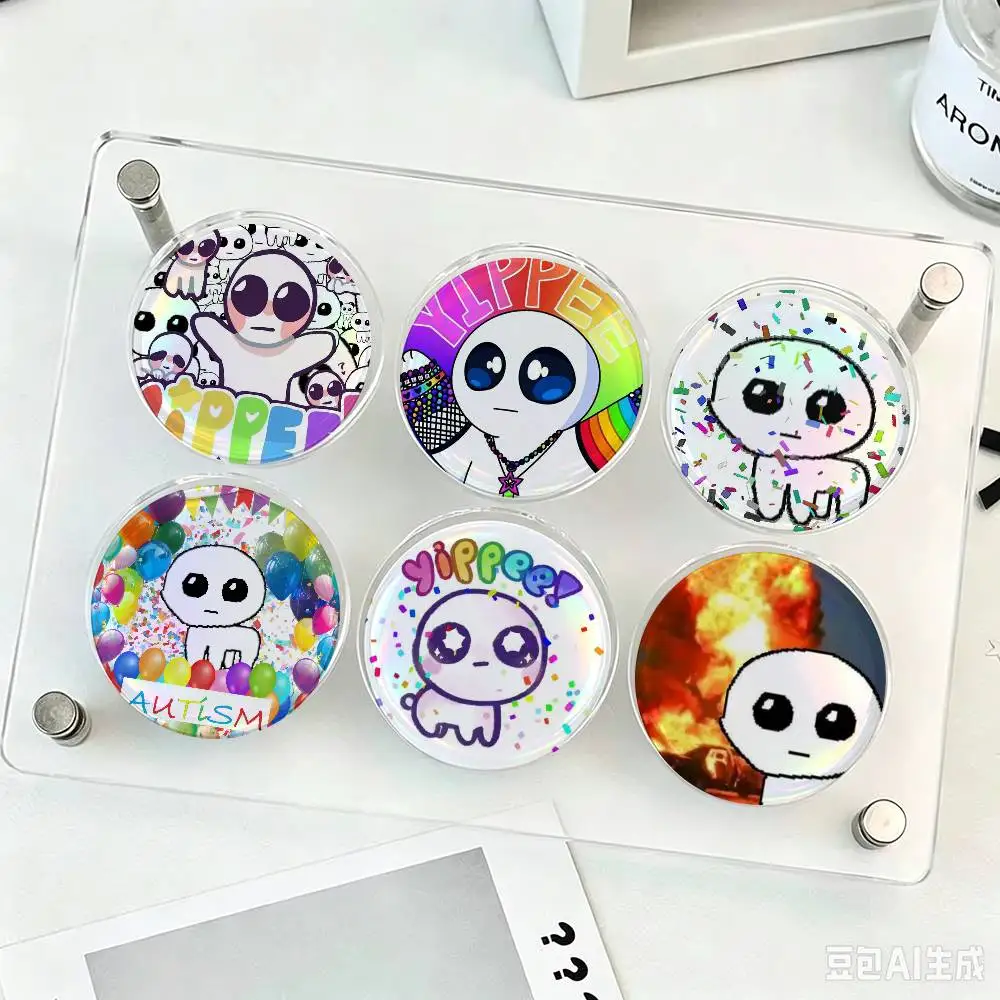 TBH Autism Creature Yippies Creator Tinplate Pin Button Custom Anime Role school Brooch Cartoon Collar Badge Jewelry Gift Fans