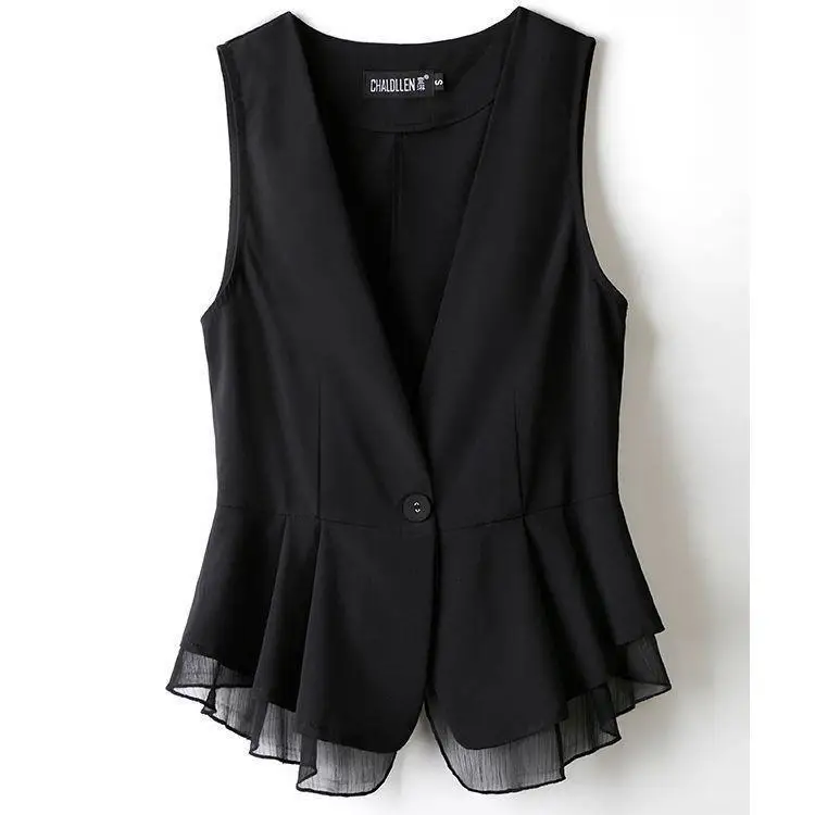 2024 New Ladies Women's Front Spliced Cardigan Women Blouse Vest Asymmetric Open Sleeveless Women's Warm V Neck Top Women L83