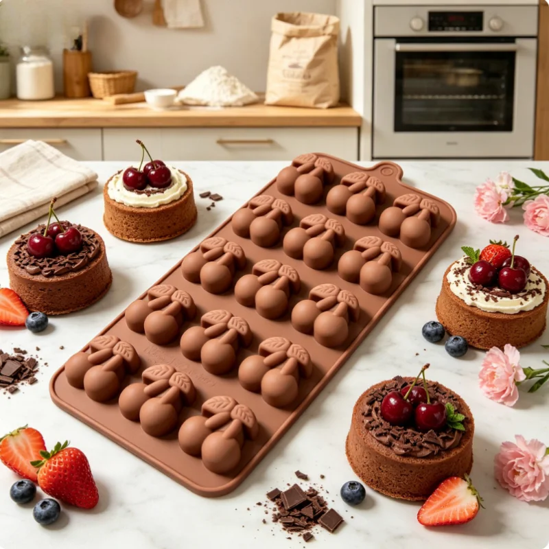 1pc 15 Cavity Cherry Baking Mold Classic Fruit Non Stick High Temperature Resistant Easy To Clean Efficient Dessert Making Tool