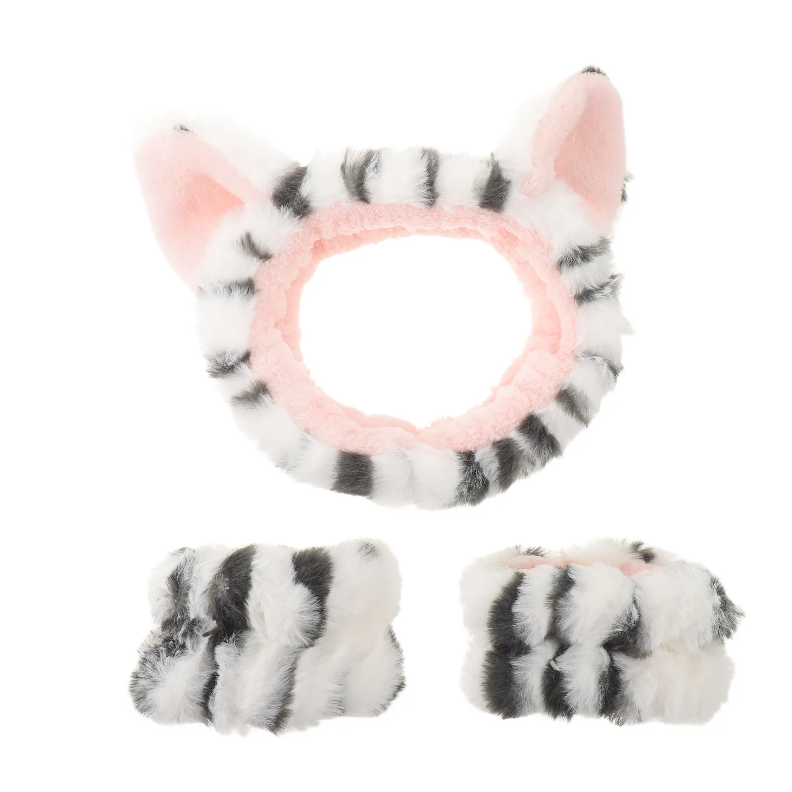 1Set Facial Spa Headband Wristband Set Soft Absorbent Material for Washing Face Makeup Application Skincare Routine Beauty