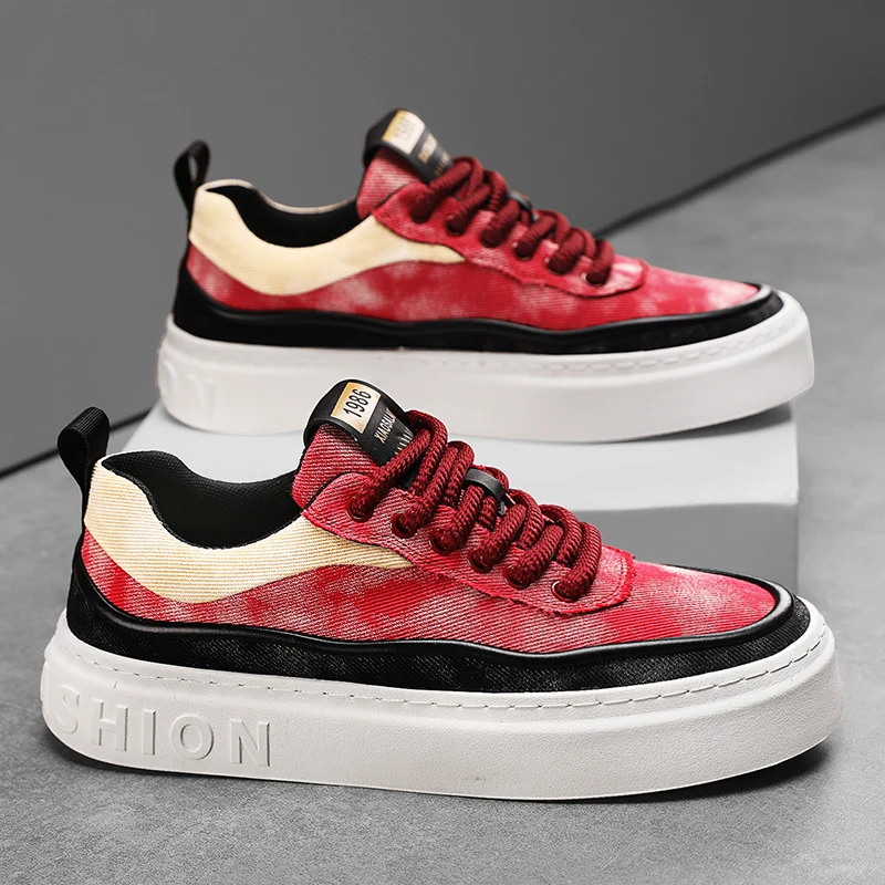 High Quality Men\'s Board Shoes Spring Youth Casual Canvas Sneakers Anti-Slip Stylish Jogging High Top Shoes Boys All Sports