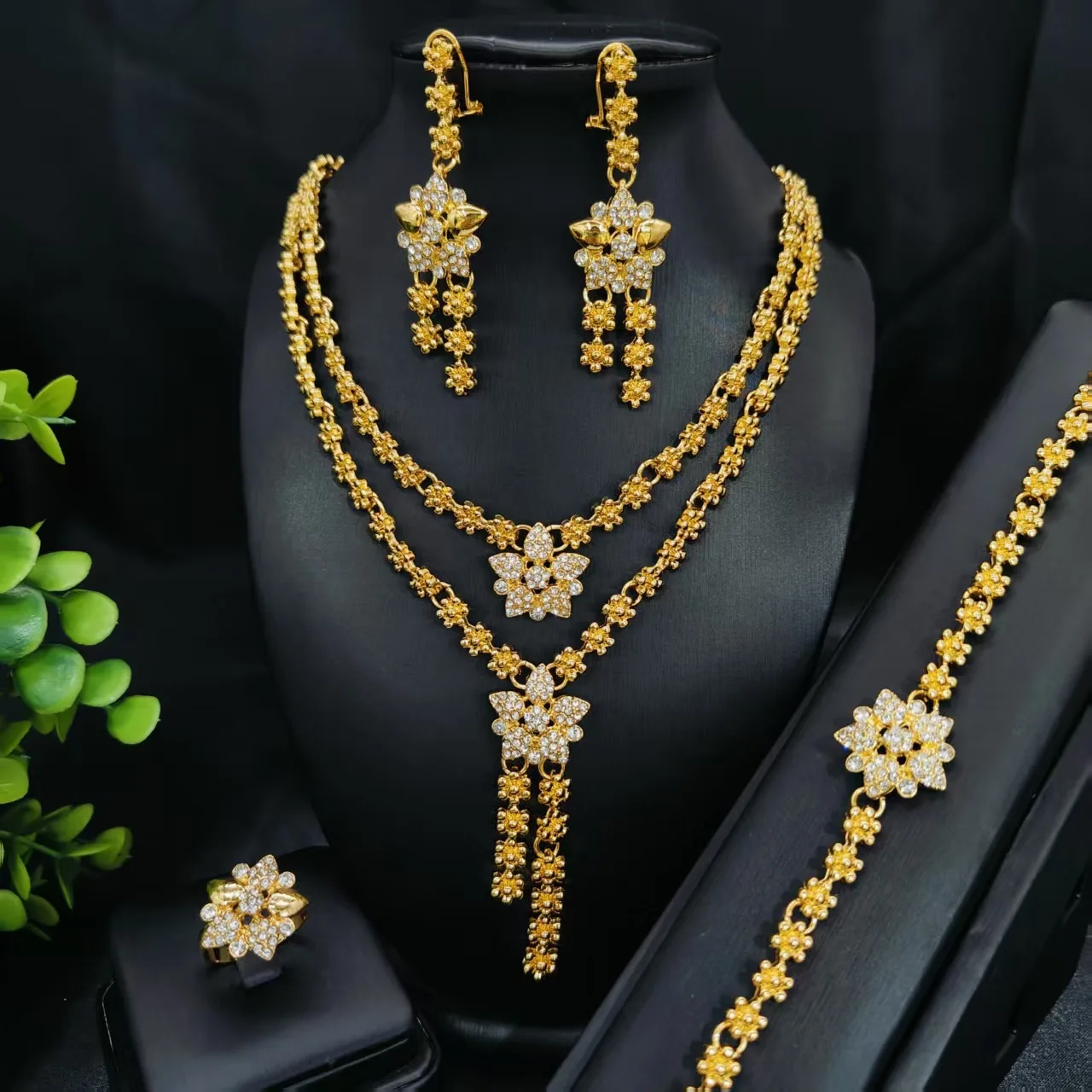 Luxury 24K 9999 Pure Gold real gold Middle East women's flower chain necklace