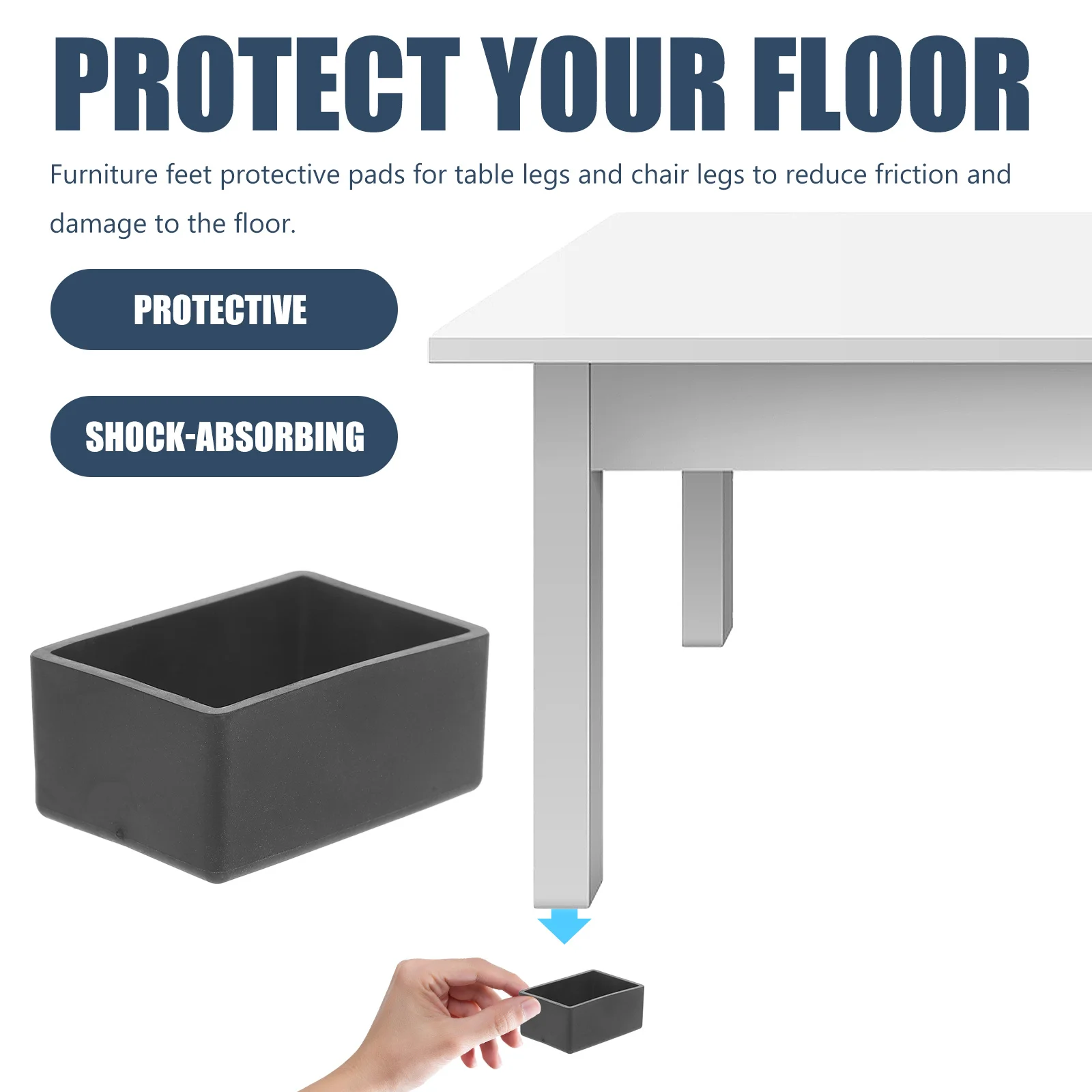 

8Pcs Furniture Table Feet Covers Chair Feet Protectors Rectangular Shape Durable Soft Covers for Office School Home Use