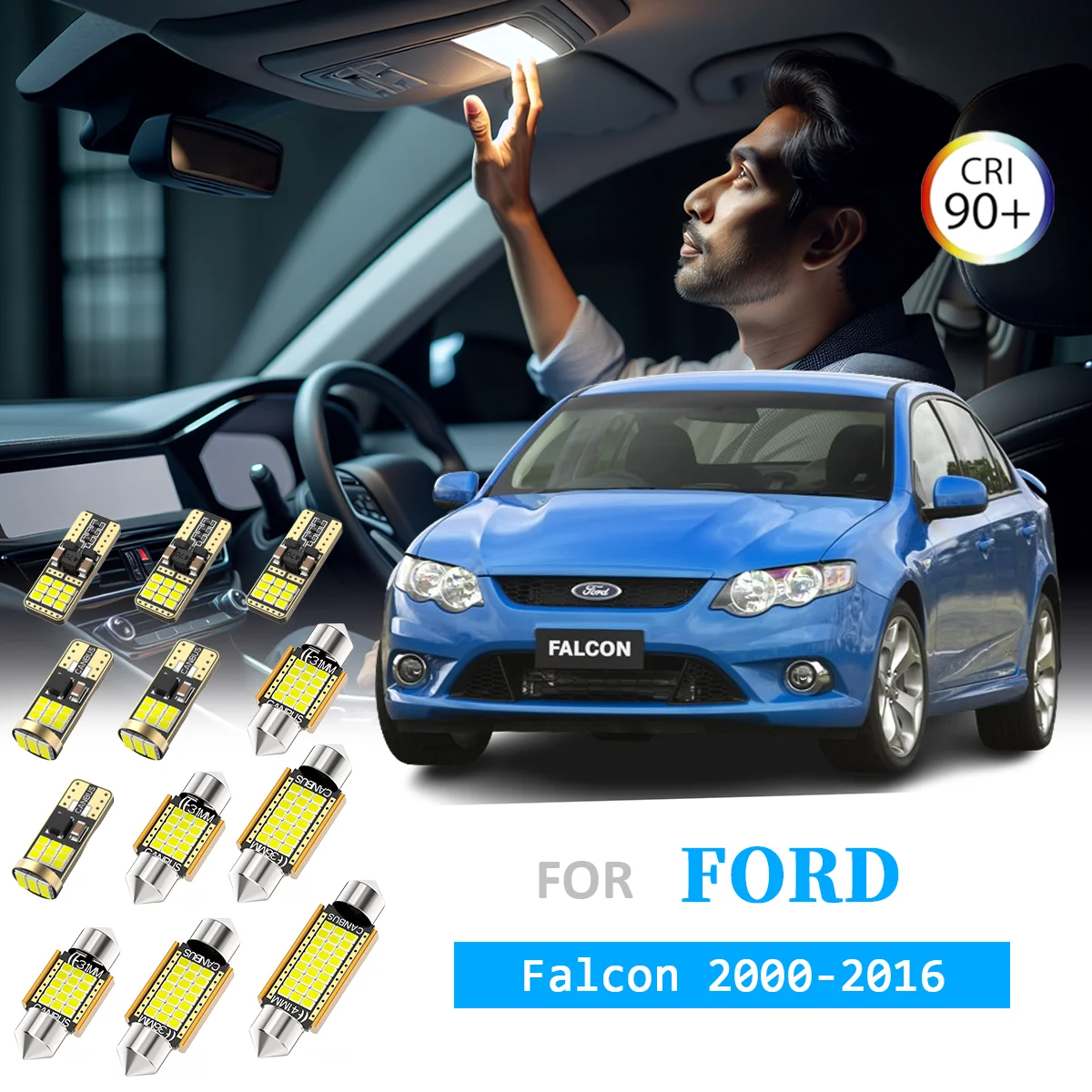 AENVTOL Canbus لفورد فالكون FG G6E FGX AU BA BF XR6 XR8 2000-2011 2012 2013 2014 2015 2016 LED لمبة الداخلية إضاءة صندوق السيارة عدة