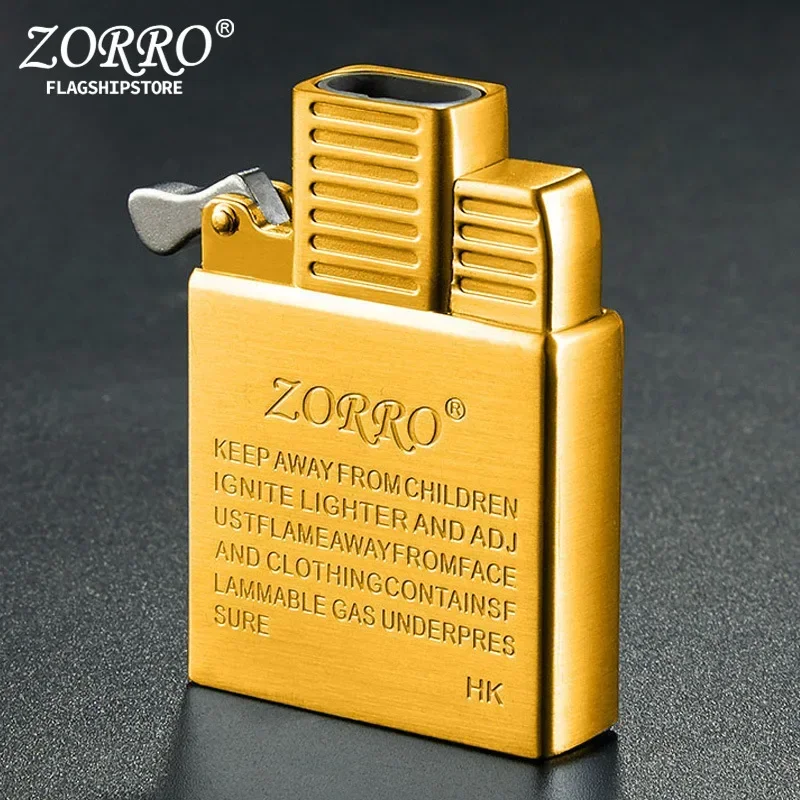 ZORRO Original Dual Fire Jet Windproof Cigar Lighter Sports Gas Kerosene Flint Movement Inflatable Liner DIY Tool Men\'s Gift