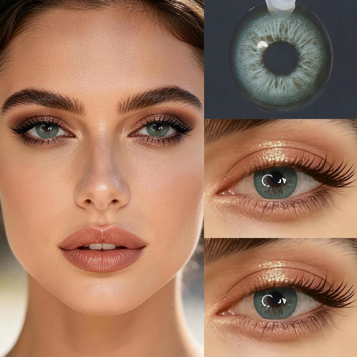 VISUASHOW Unspoken grüne farbige Kontaktlinsen, halbjährlich verwendbar, weiche, natürliche Linsen, atmungsaktive Augenschönheitslinsen für das tägliche Make-up