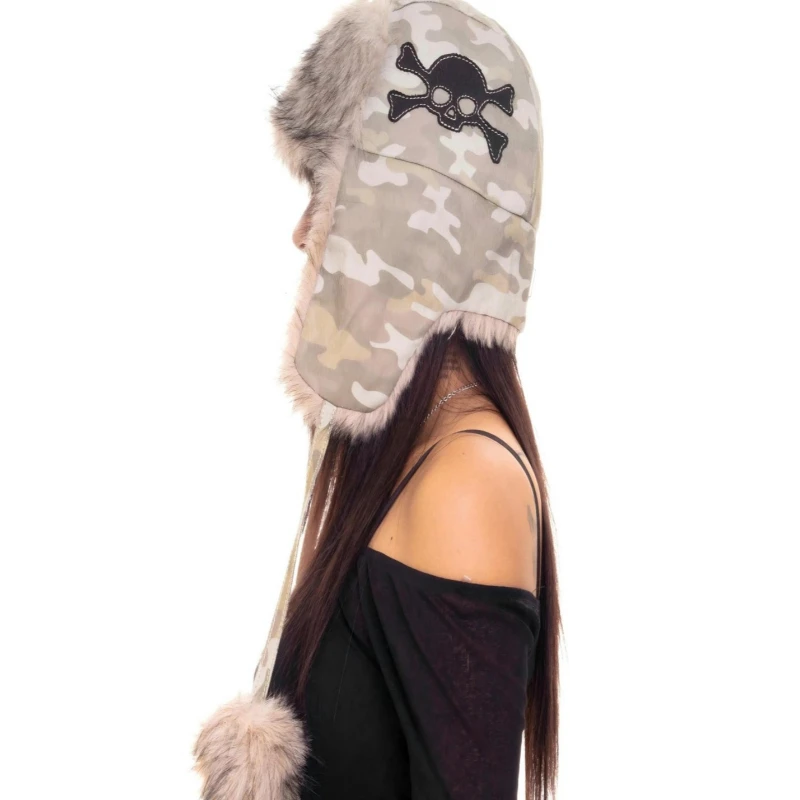 

Skull print unisex special hat for winter warmth Lei Feng hat new retro subculture style fashionable clothing