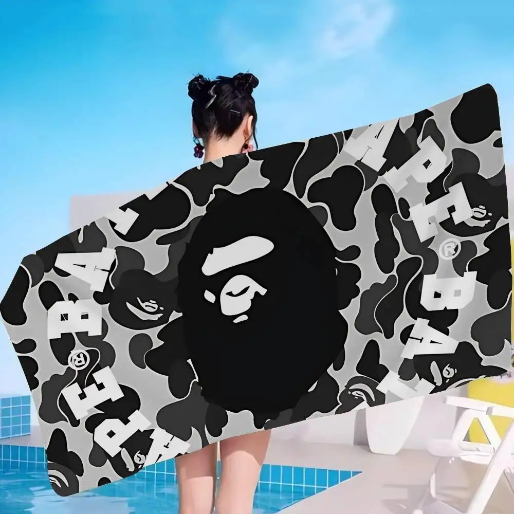 Luxurious B-bapeS Logo Anime Beach Swimming Towel Soft Absorbent Washcloth Children's Gifts for Kids Travel Camping Gym