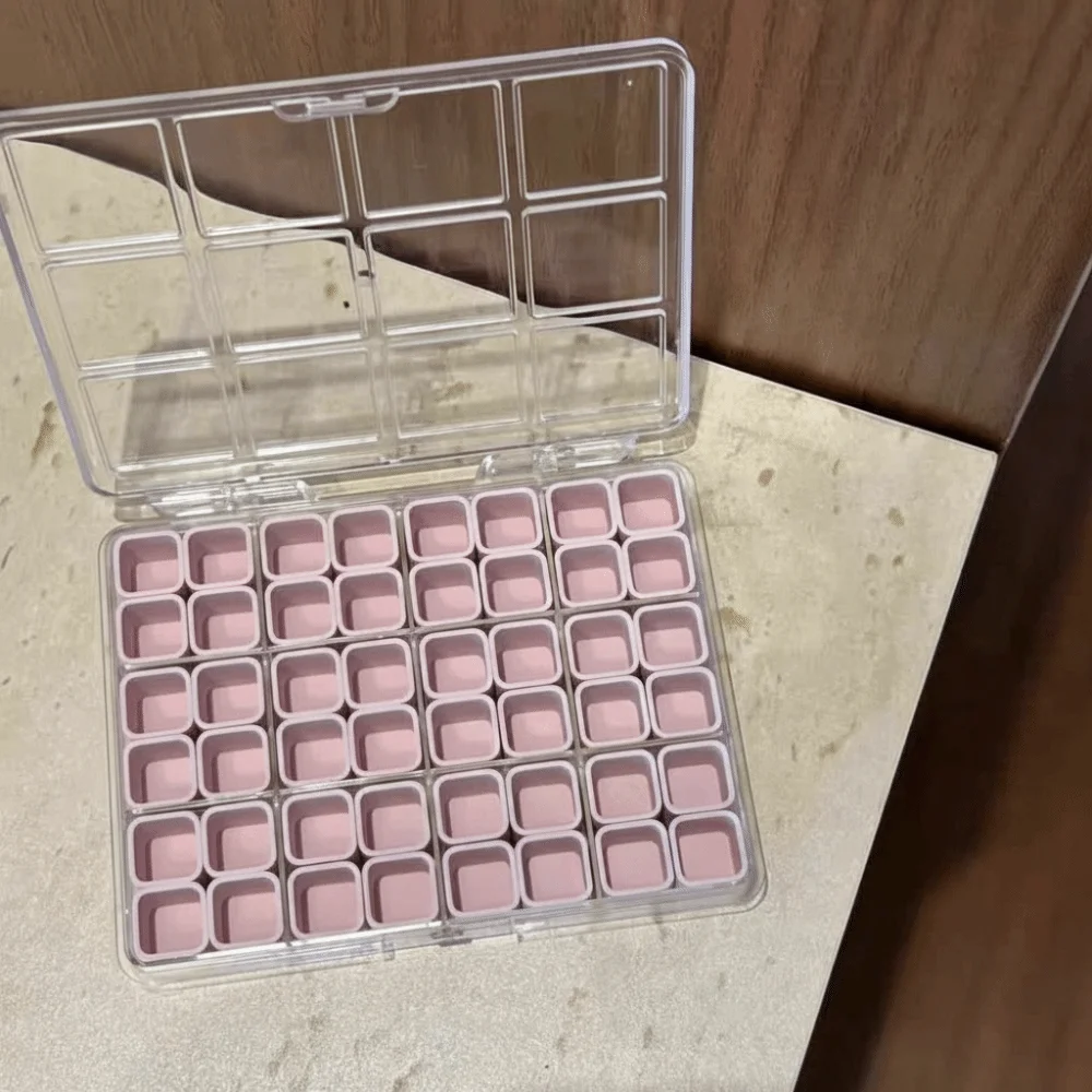 Caja organizadora de 48 compartimentos para accesorios de uñas, joyas, pendientes, cuentas y tornillos, de plástico transparente de color liso, para el hogar