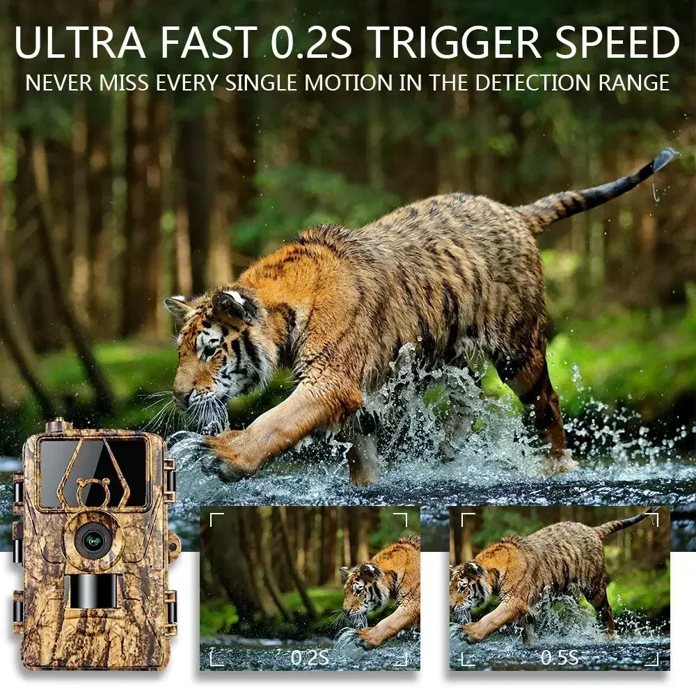 4G LTE Cellular Trail Camera 8K 60MP APP Control Night Vision Hunting Camera Support SIM Card Wildlife Photo Trap Thermal Imager