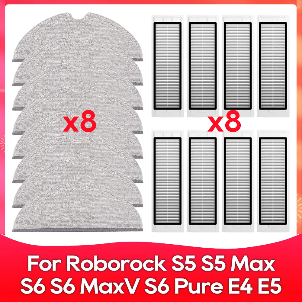 Kompatibel für ( Roborock S5, S5 Max, S6 MaxV, S6 Pure, E4, E5, S51, S52, S55 ) Walze Seitenbürste Filter Wischmopp Zubehör Teil