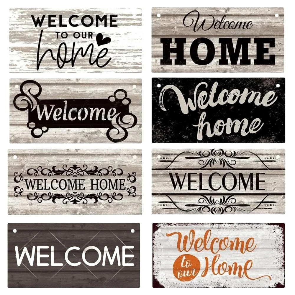 Vintage Decor  Welcome Home Wooden Sign Plate Wood Plaque Gift Home Pub Wall Decoration Pendant Door Hanging Sign Home Decor
