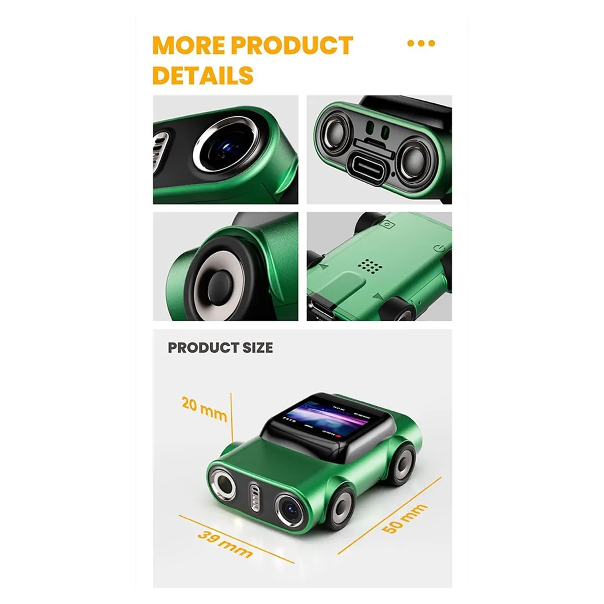plplp 32G Camera 2K HD Video Recorder Car Shaped Keychain Thumb Camera Built in Flash 130° Wide Angle Lens Auto Focus Cam A