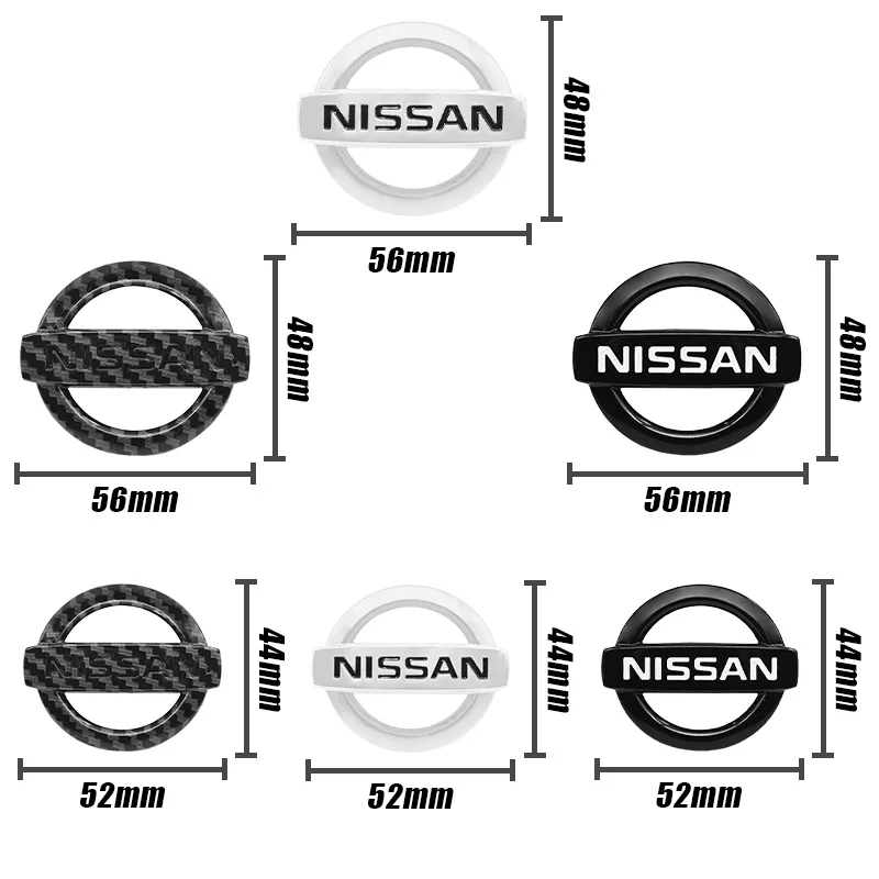 52 مللي متر/56 مللي متر ABS عجلة توجيه سيارة مركز شعار شارة لنيسان قاشقاي X Trail تيدا ملاحظة جوك سنترا باترول ميكرا ألتيما #2