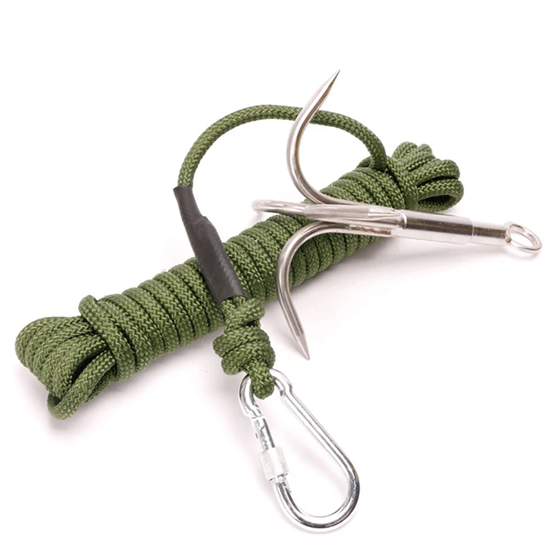 Outdoor Survival Stainless Steel Climbing Claw Ice Rock Hook Hiking Tool Large Mountaineering Flying Grappling Hook Accessories