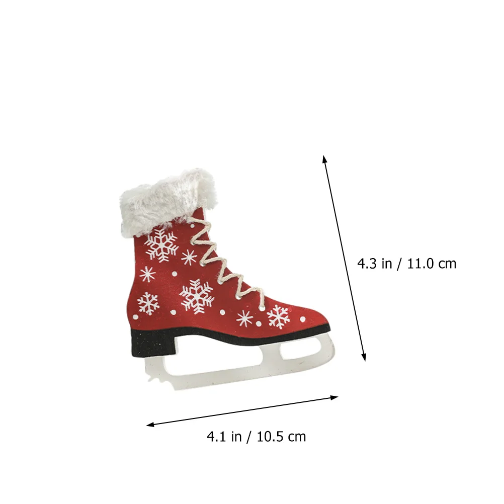 

2 Pcs Christmas Tree Ornaments Shoes Wooden Ice Skate Pendant Skate-shaped Decor Decorate Hanging Decoration