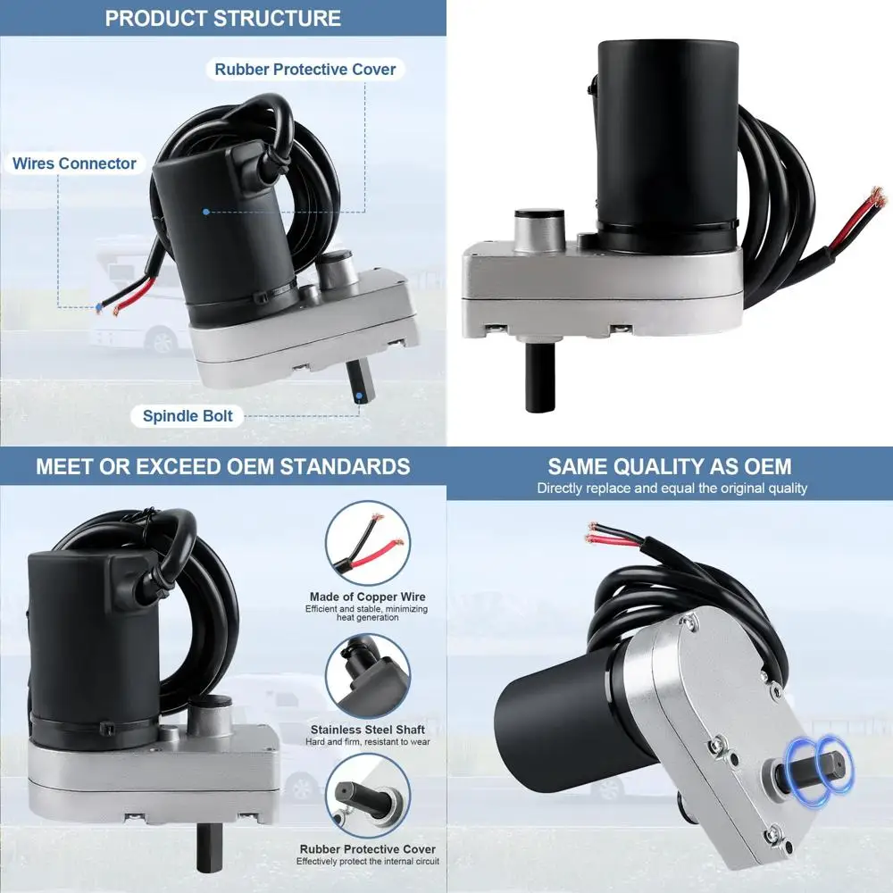 

Electric RV Stabilizer Motor and Gear Box Assembly, RV Stabilizers Jack Motor Replacement for Lippert PSX2 S60, Replace 695602 7