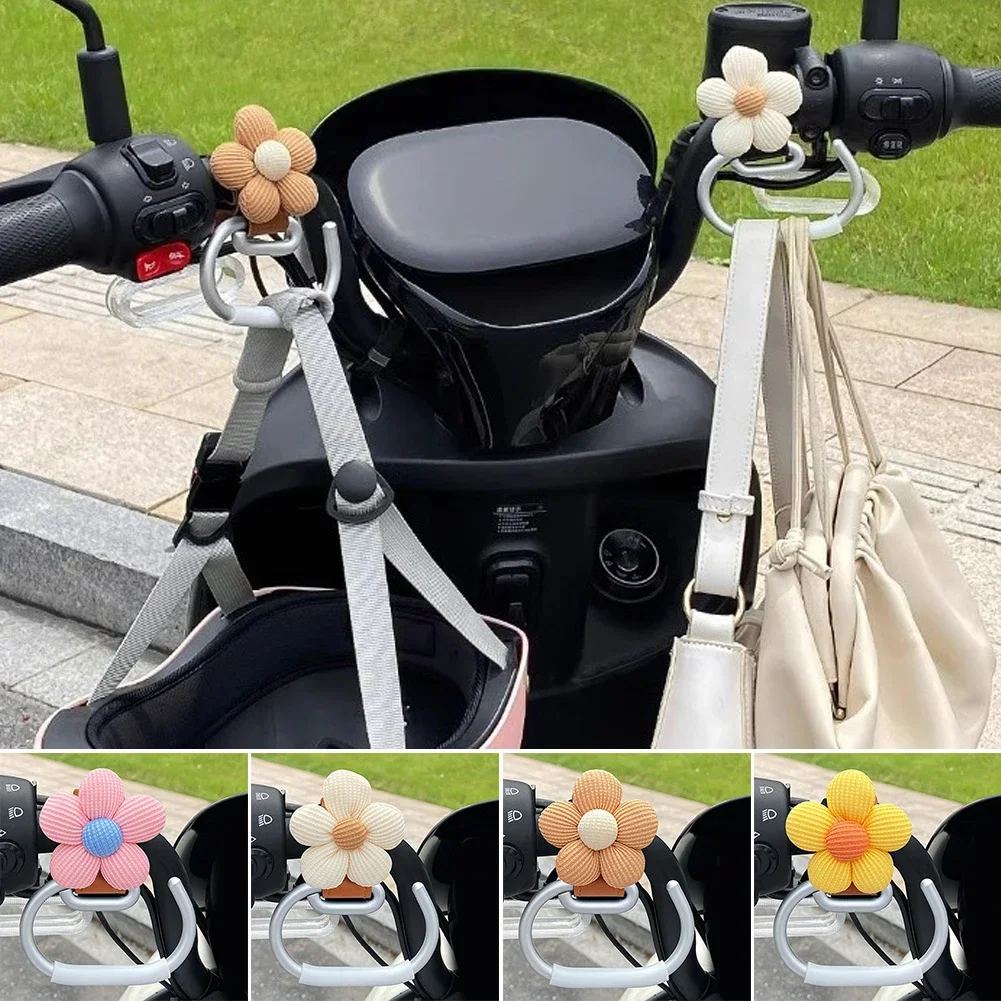 Aluminium Alloy Motorcycle Hand Bar Hook Helmet Storage Luggage Bag Hanger Holder with Flower For Bicycle Scooter Electric Bike