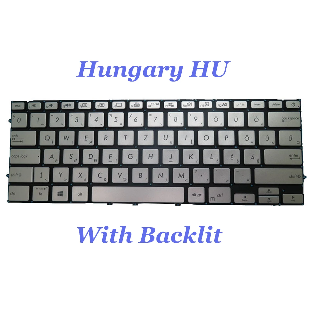 BR\HU\NE\US\SP\UK\RU Keyboard For ASUS ZenBook 14 UX431 UX431FL UX431FLC UX431FA UX431FAC UX431FN UX431DA Silver With Backlit