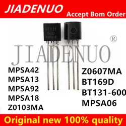 50pcs MPSA42 MPSA13 MPSA92 MPSA18 Z0103MA Z0607MA BT169D BT131-600 A42 A13 MPSA06 0103MA Z0103 Z0607 0607MA 131-600 transistor