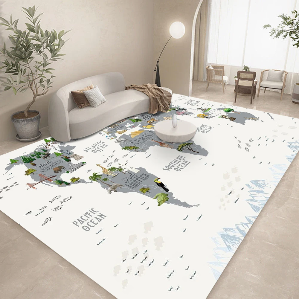 Animal World Carpets for Bedroom Living Room Home Sofa Children's Bedroom Kids Large Floor Mat Gifts Home Decoration Rug Map