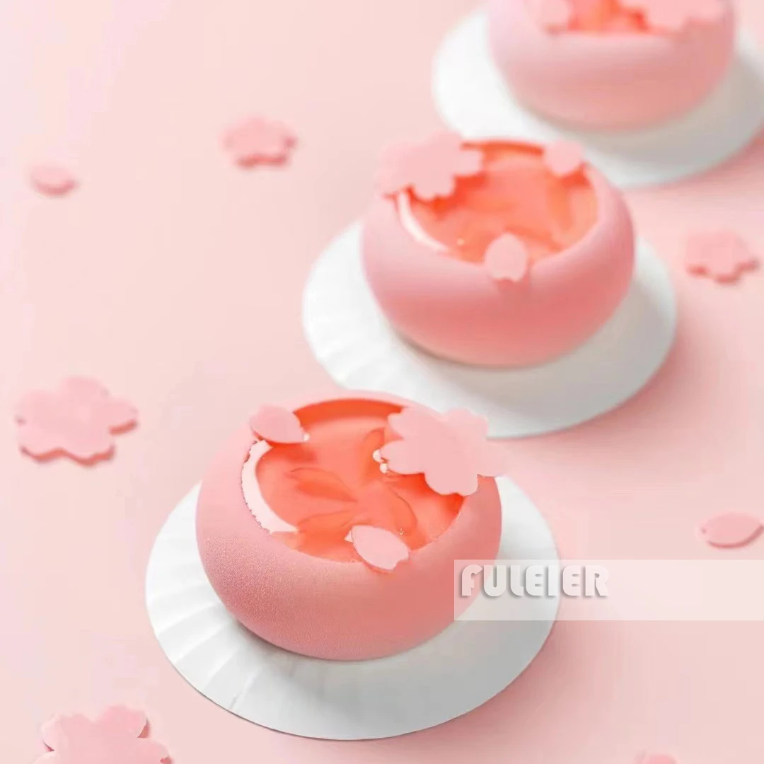 6 Cavity Round Cake Silicone Molds Cherry Blossom Mousse Chiffon Brownie  Pastry Baking Moulds Dessert Cake Decoration Tools