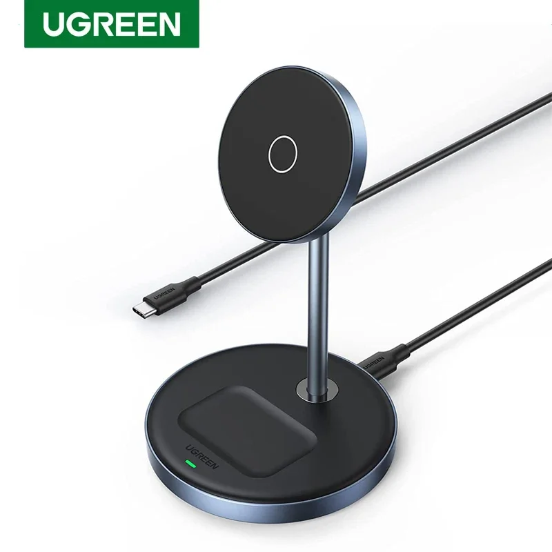 UGREEN CD317 2 in 1 Magnetic Wireless Charging Station Portable 15W Wireless Charger Stand Wireless Charger for iPhone 16 15 14