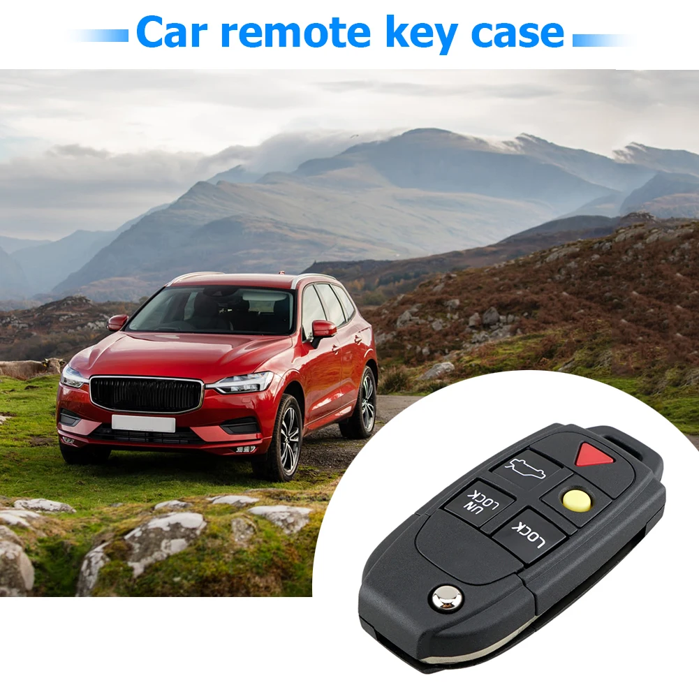 Car Remote Key Shell 5 Buttons Flip Folding Key Fob Case Cover for Volvo S60