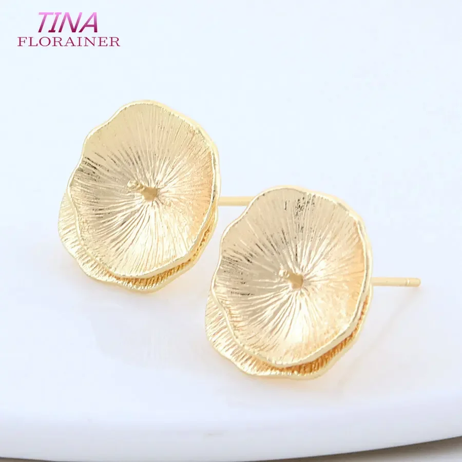 15.5*16.5MM 18K Color Oro Ottone Placcato a Forma Rotonda Orecchini con perno Spilli di Alta Qualità Risultati Dei Gioielli Fai Da Te Accessori