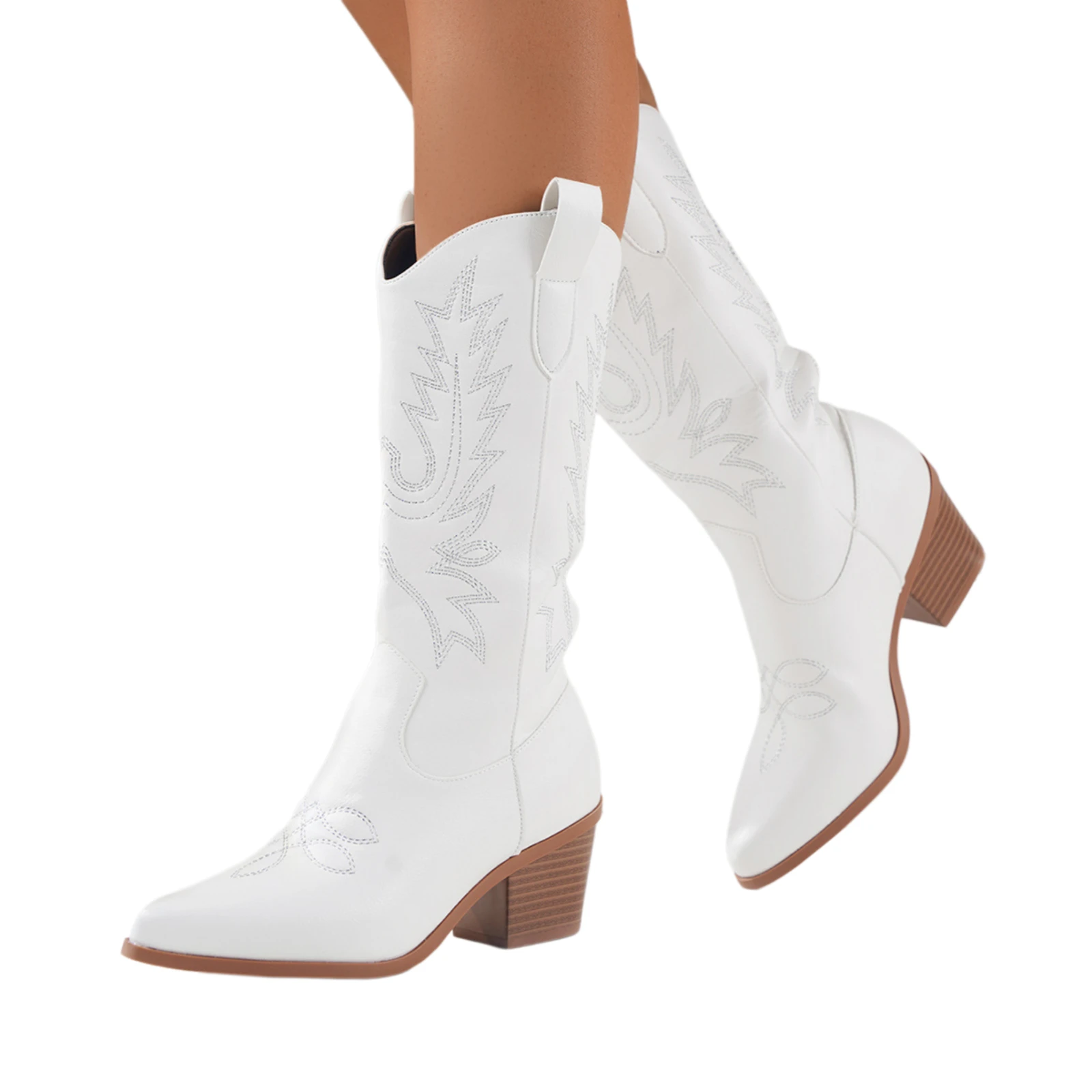 Medieval Pirate Western Cowboy Embroidered Boots Women Pointed Block Heel Halloween Stage Cosplay Boots