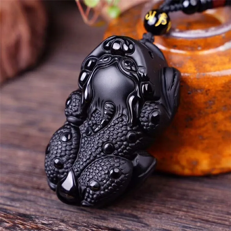 

Natural Obsidian Pendant Fashion Boutique Jewelry Men's and Women's Hand Carved Necklace Gift Accessories