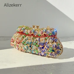Alizekerr Multicolour Diamond Evening Clutch Bags Women 2025 Classy Boutique Rhinestone Flower Purses And Handbags Wedding Party