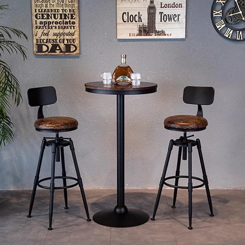 Tabouret de Bar Rond en Métal, Réglable et Étanche, Mobilier de Restaurant