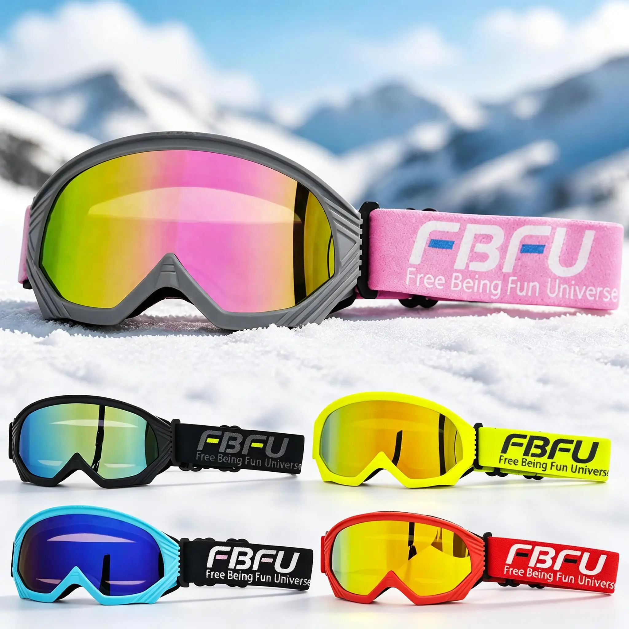 Adult Ski Goggles Impact Resistant Curved Lens With Comfort Foam Liner for Ski Motorbike Off Road Riding Outdoor Glasses