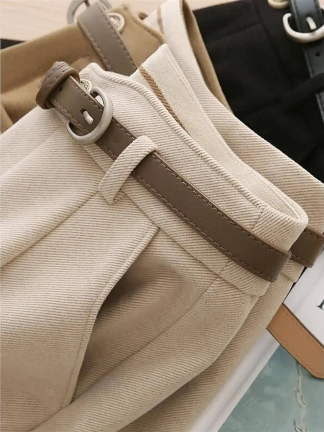 High Waist Casual Woolen Suit Pants Women Autumn Winter Thickened Flocking Nine Points Smoke Tube Pants Ladies Trousers