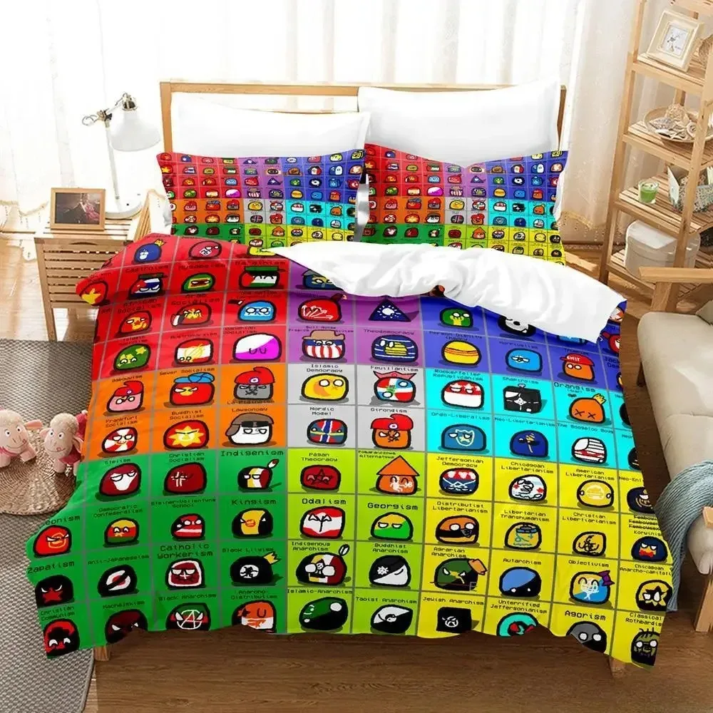 

2025 New Countryball Polandballs Bedding Set Single Twin Full Queen King Size Bed Set Adult Kid Bedroom Duvet cover Sets Cartoon