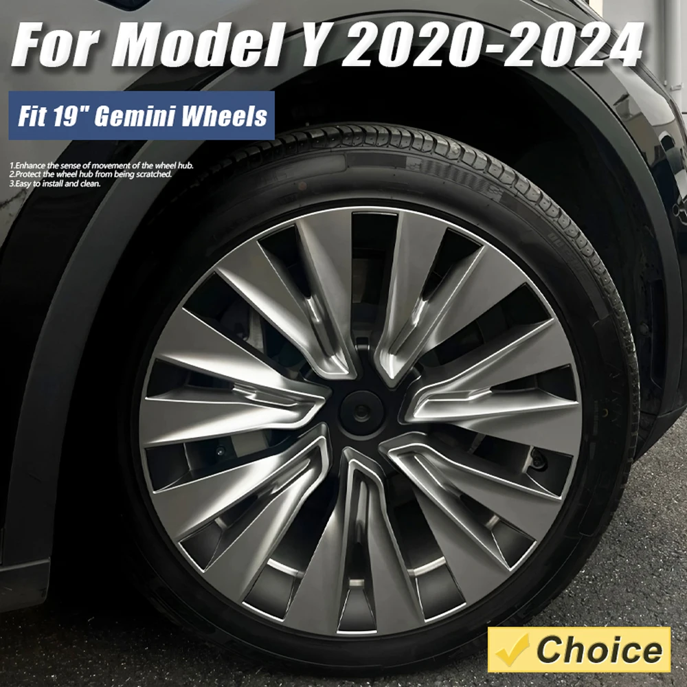 4 Stück Radkappen für Tesla Model Y 19 Zoll Radabdeckung Ersatz Performance Vollradkappe Autozubehör 2018-2024 2023 2022