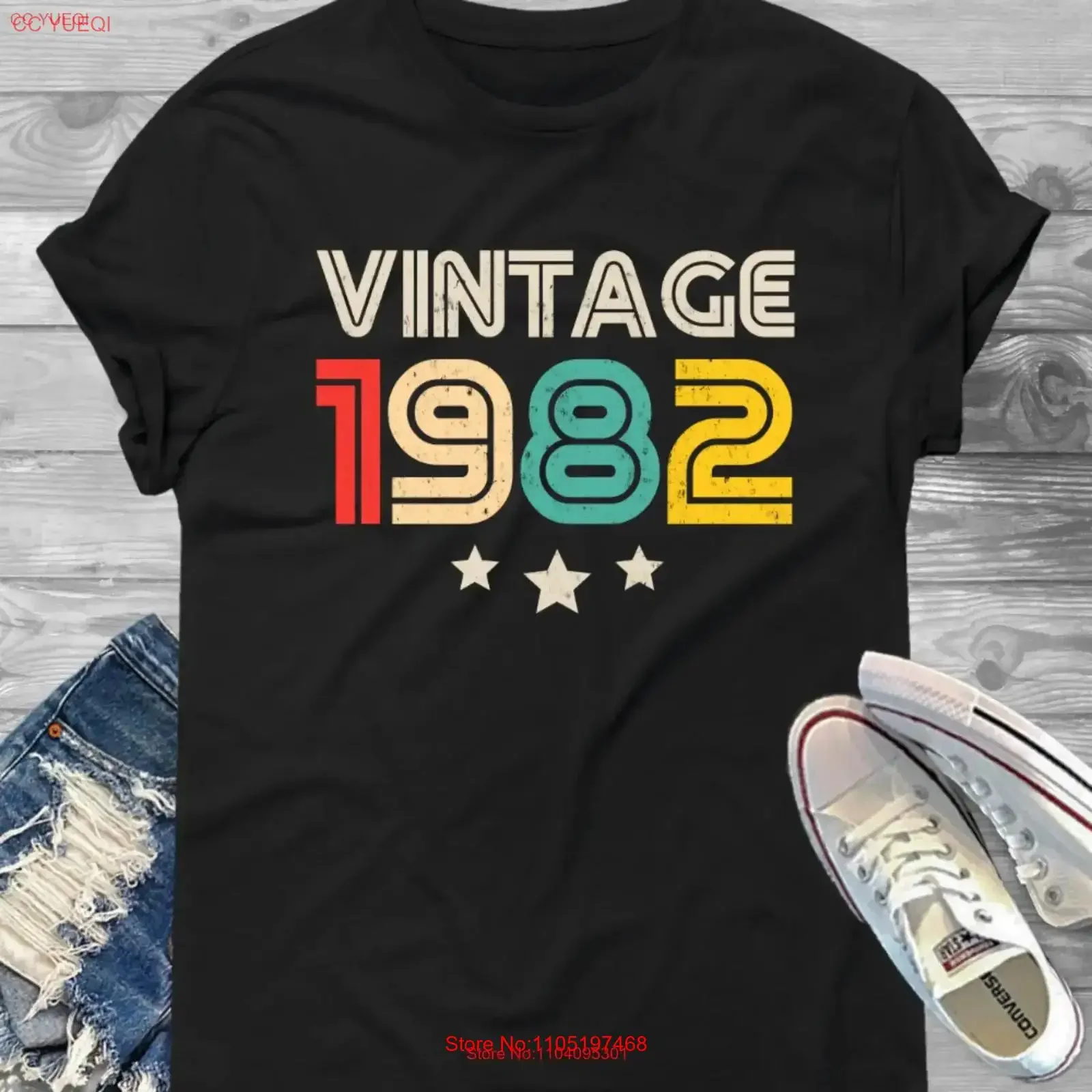 

Vintage 1982 Jersey T Shirt 37th Birthday For Her Him Idea vintage Washed Casual graphic homme fashion designer clothes