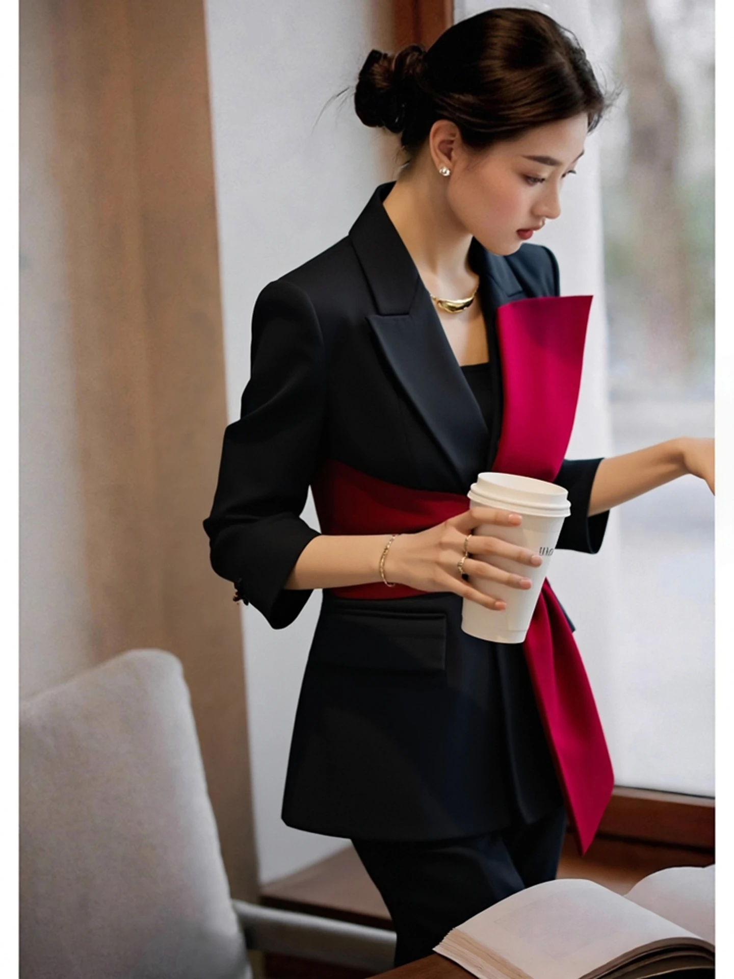 Costume pour femme Ele Early Spring Jaet Fragile Sle Profional Ensemble deux pièces pour un luxe léger Ocns important...