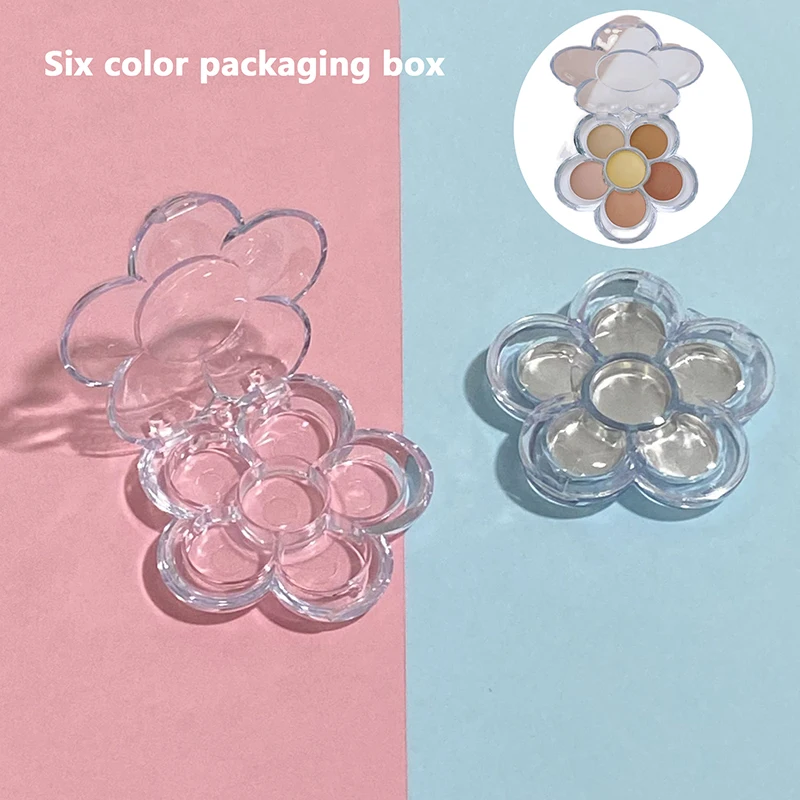 Estojo De Sombra De Olho Vazio, Caixa De Paleta De Maquiagem, Clarabóia De Plástico, Tampa Clara, Panela De Alumínio, Recipiente Redondo Cremoso De Corretivo, 6 Espaços