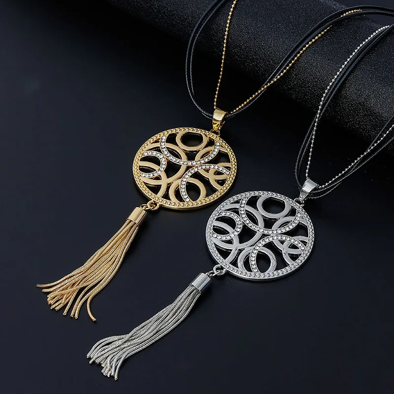popular women's fashion fringed long jewelry retro simple necklace European and American pendant sweater cha