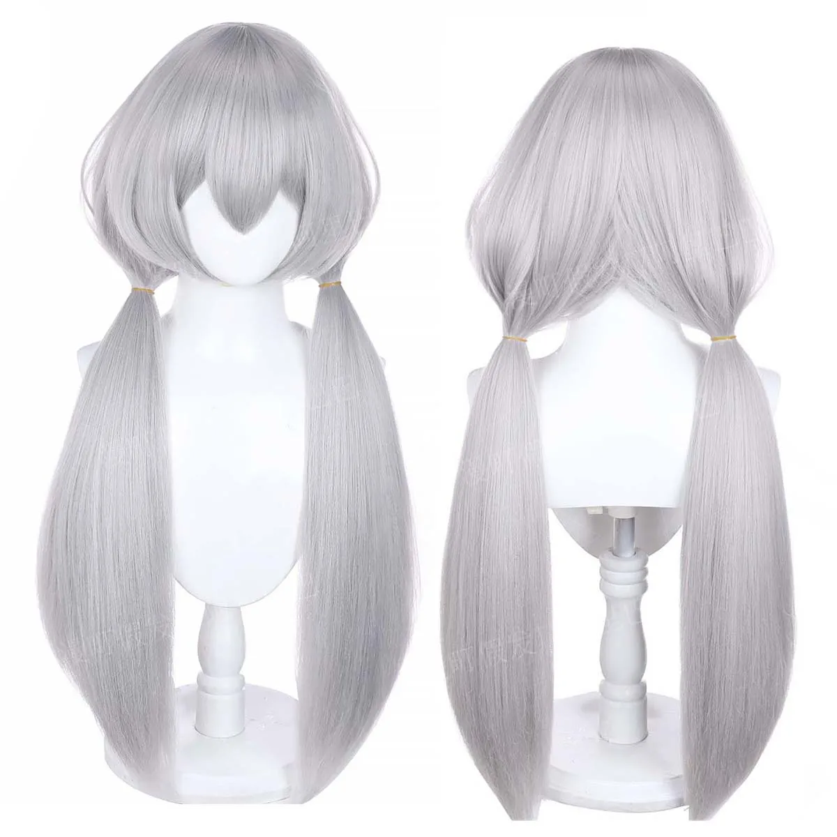 أنيمي لعبة تأثيري مضفر طويل مستقيم الرمادي الباروكات الاصطناعية #2