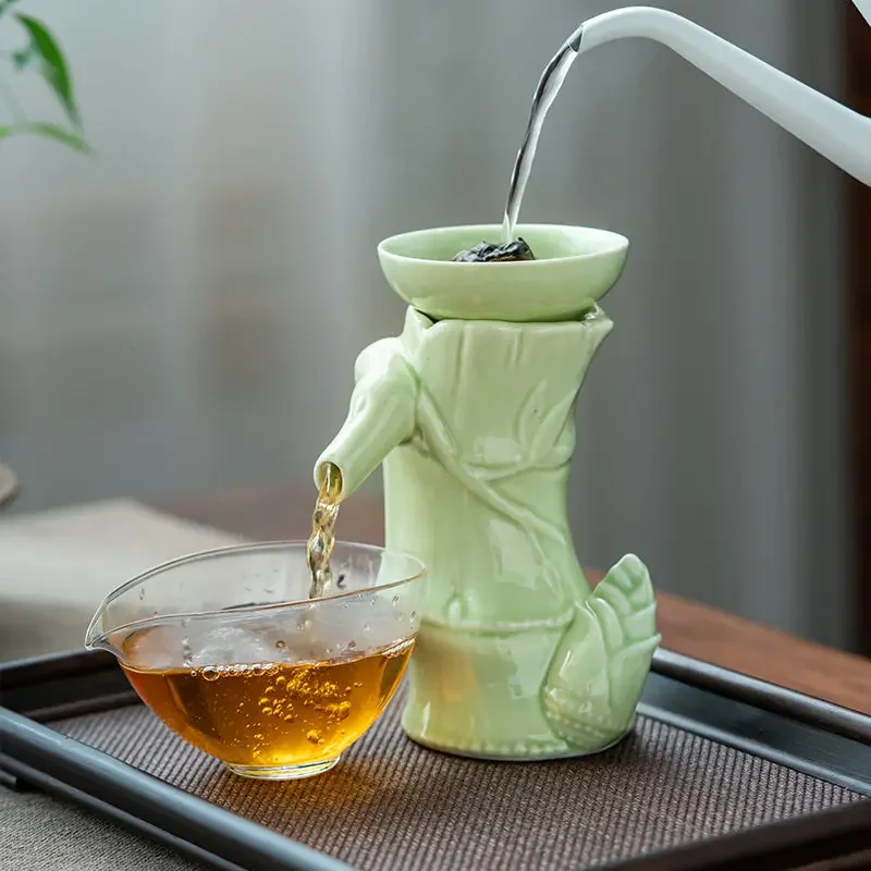 Personalized Bamboo Integrated Tea Filter Household Celadon Creative Kung Fu Accessories Tea Leak Home or Office Products