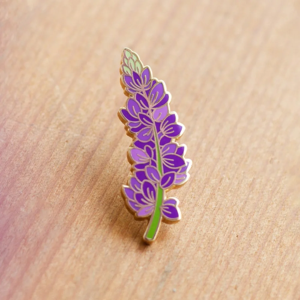 Beautiful Lupin Enamel Pin Plant Metal Badge Flower Brooch for Jewelry Accessory