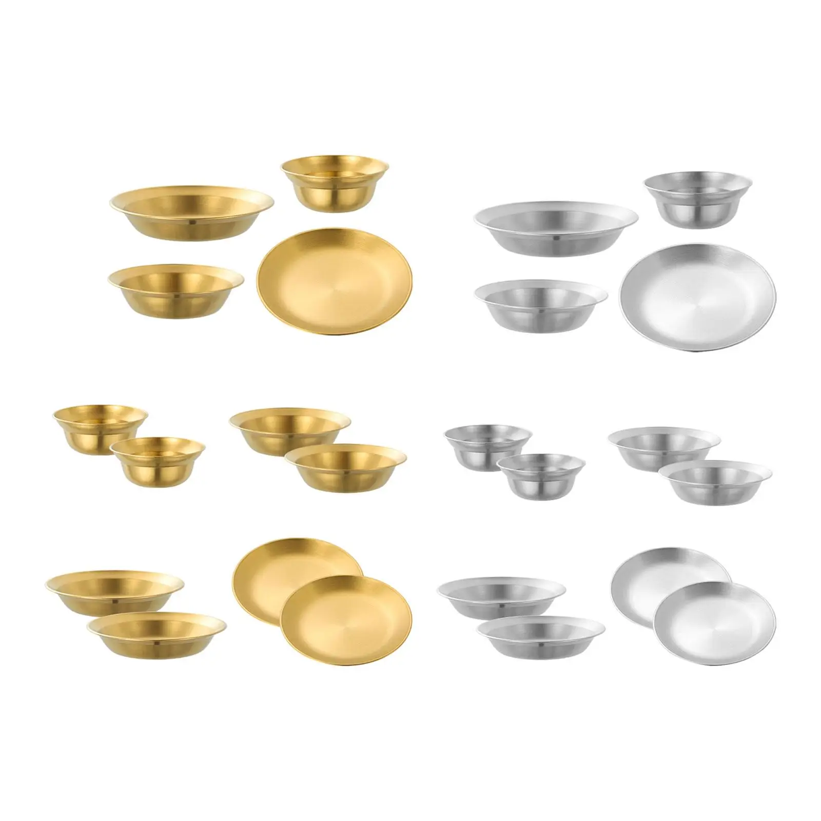 

Stainless Steel Plates and Bowls Dinnerware Set for Backpacking BBQ Travel