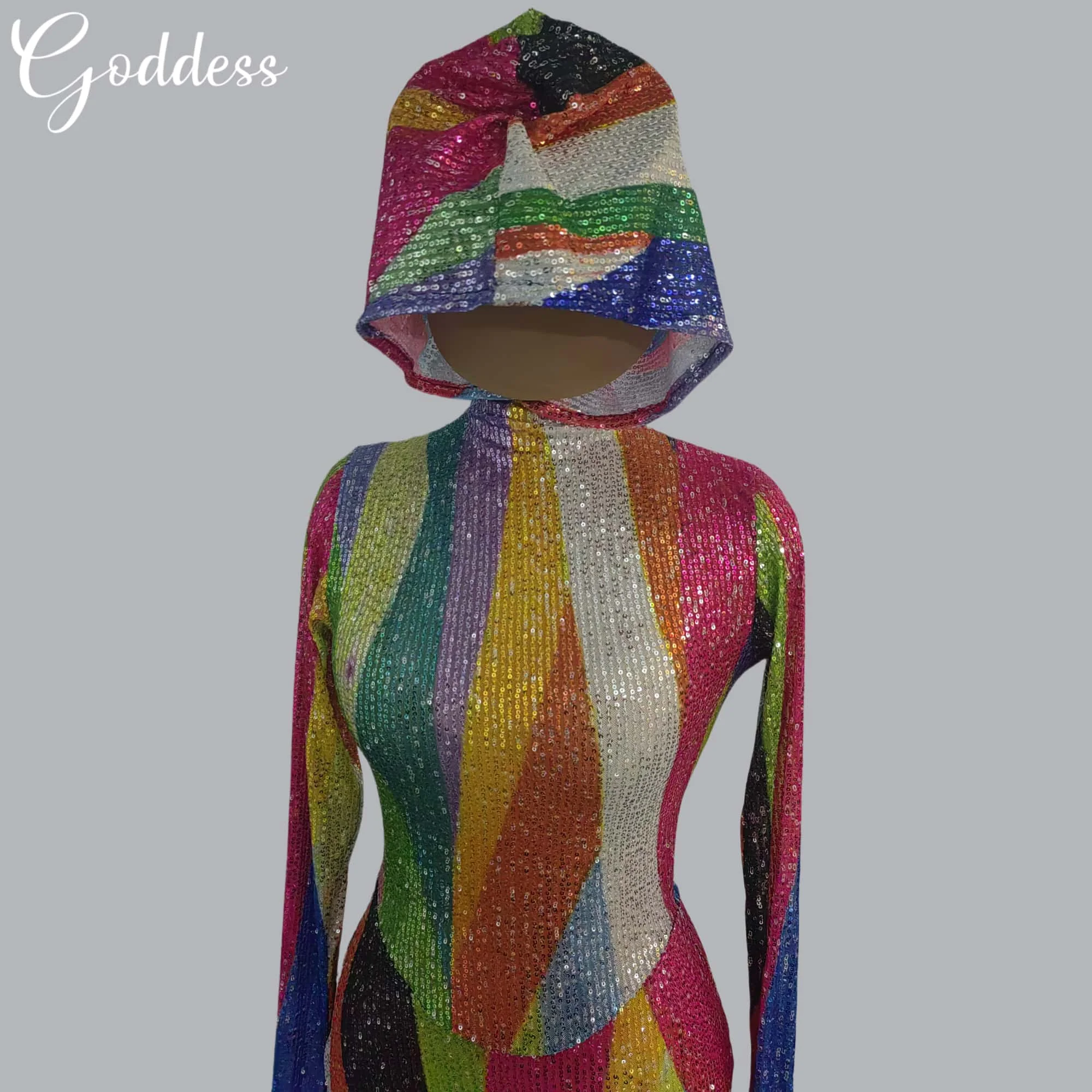 

Colorful Glitter Mysterious Robe Long Sleeved Cloak Long Dress Carnival Party Halloween Role Playing Club Sexy Costume